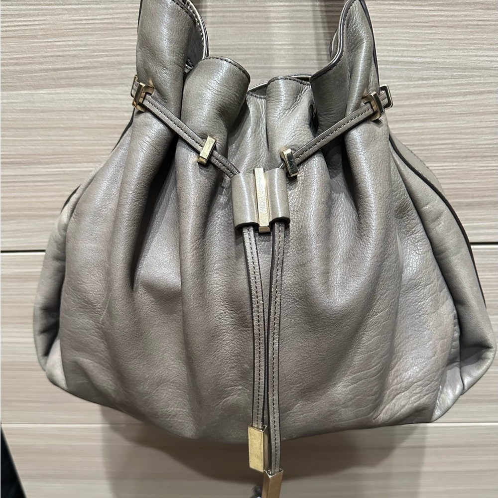 Elegant Gray Leather Women's Bag